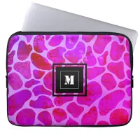 Purple and Pink Leopard Print Monogram  Laptop Sleeve