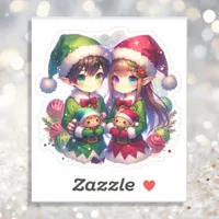 Two Anime Elves | Cute Christmas Sticker