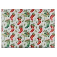 Watercolor Green and Red Stockings  Cutting Board