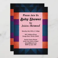 Aztec Tribal Artsy Baby Shower Blue Purple Orange Invitation