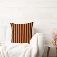 Halloween Orange and Black Stripes Throw Pillow