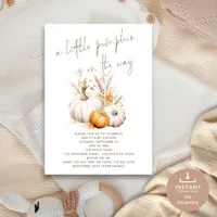 Boho A Little Pumpkin Grasses Baby Shower Invitation