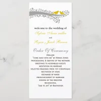 whimsy tree yellow lovebirds Wedding program