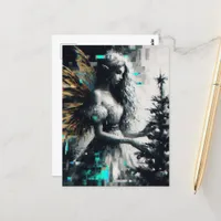 Fairy and her Christmas Tree Glitch Postcard