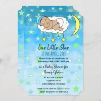 Sweet little HIspanic Baby Blue stars and moons Invitation