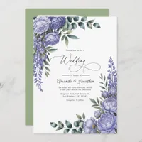 Lavender and Sage Watercolor Floral Wedding Photo Invitation