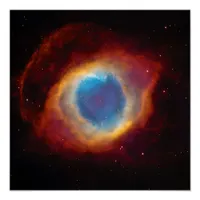 Helix Nebula or NGC 7293 View with HST Poster