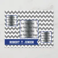 navy chevron stripes 3 photo Graduation Invitation