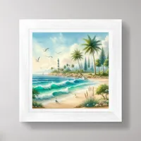 Fall Coastal Beach Art for Small Spaces Framed Art