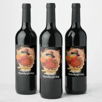 Happy Thanksgiving Typography Wine Label