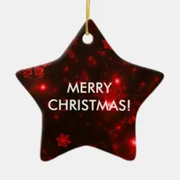 Snowflakes with Red Background Ornament