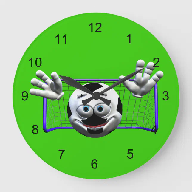 Funny Cartoon Soccer Ball Large Clock