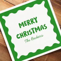 Fun Retro Wavy Green Trendy Custom Chic Christmas Napkins