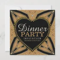 Gold  Love Art Deco Dinner Party Invitations