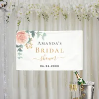 Bridal Shower rose gold floral eucalyptus elegant Banner