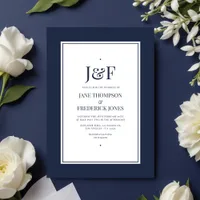 Trendy Typography Navy and White Wedding Invitation