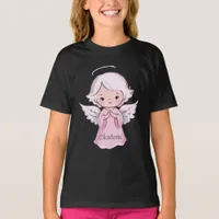 Adorable Angel Girly Black Name T-Shirt