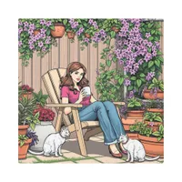 Relaxing Day | Women with Coffee, Cats and Plants Metal Print