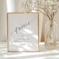 Minimalist Calligraphy Favors Sign | Bridal Shower