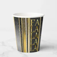 Black Gold Christmas Fa La La Pattern#27 ID1009 Paper Cups