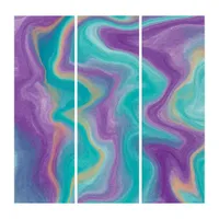 Purple, Blue, Gold and Teal swirls Peaceful    Triptych