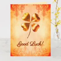 Warm Orange Gold Vintage Style Good Luck Wishes Card