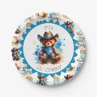 It's a Boy | Cowboy Teddy Bear Boy's Baby Shower Paper Plates