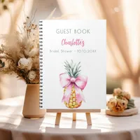 Guest book  Bridal Shower pink bow pineapple