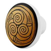 Triple Celtic Knot Swirl Mandala Ceramic Knob