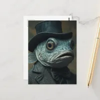 Funny Surreal Fish in a Suit Postcard