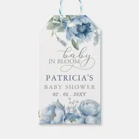 Baby in Bloom Blue Floral Boy Baby Shower Gift Tags