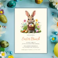 Bunny and Colorful Eggs Whimsical Easter Brunch Invitation