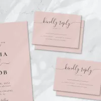 Blush Bohemian Script Simple Modern Wedding  RSVP Card