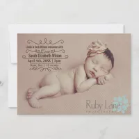 Elegant Scroll Mod baby birth announcement