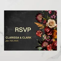 Dark Moody Bold Wild Flower Wedding RSVP Postcard