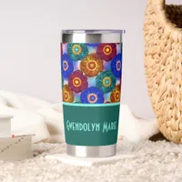 Stained Glass Abstract Red Green Blue Orange Insulated Tumbler