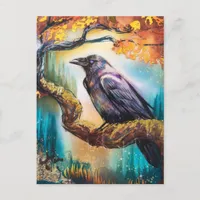 Beautiful Crow on a Tree Branch Postcard