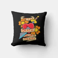 Till Death Do Us Part Vintage Tattoo Classic Throw Pillow