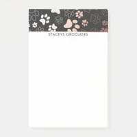 Rose Gold And Charcoal Paw Print Pattern Post-it Notes