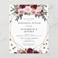 Budget Burgundy Blush Rehearsal Dinner Invitation