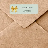 Sage green gold bow return address  label