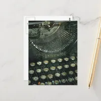 Vintage Typewriter Mixed Media Collage Postcard