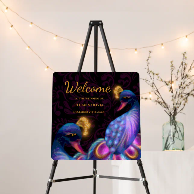 Peacock Jewel Tones Wedding Floral Moody purple Foam Board