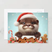 Santa Otter Christmas Sweets Postcard