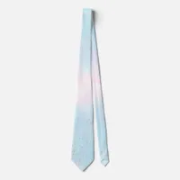 Watercolors Teal Blue Pink Silver Confetti Wedding Neck Tie