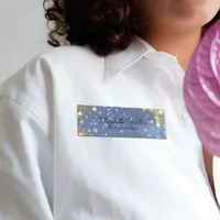 Fancy Starry Glittery Blue And Gold Professional Name Tag