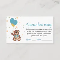 Blue Balloons Baby Boy Guess How Many Gummies Game Enclosure Card