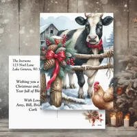 Beautiful Holiday Cow with Rooster Personalized