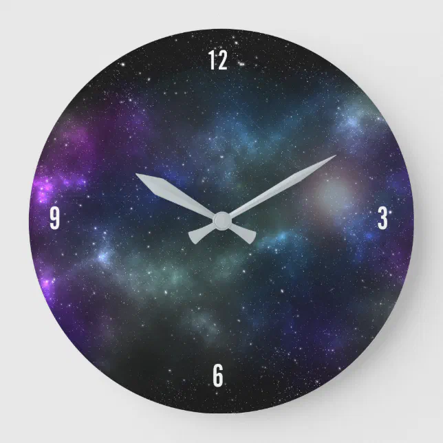 Starfield with Multicolored Cosmic Dust Large Clock