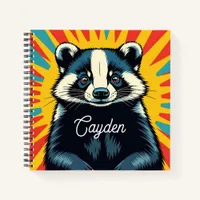 Cute Pop Art Badger Personalized Notebook
